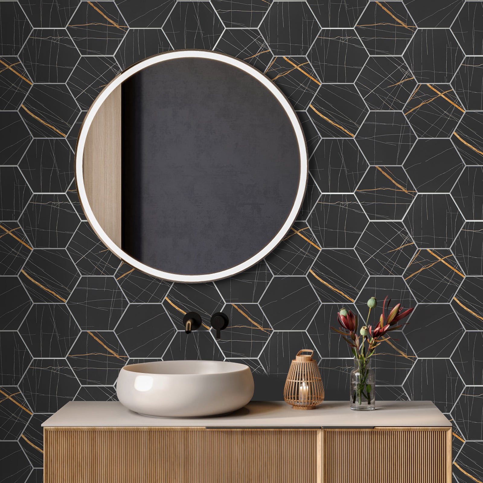 Wall Tile Black Gold
